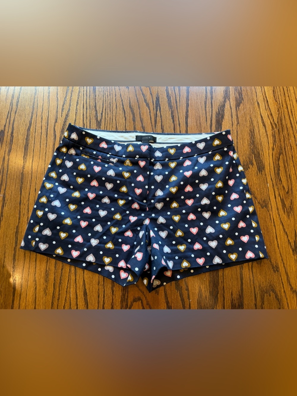J. Crew Navy Blue Heart Polka Dots Chino Short 3" inseam Size 2